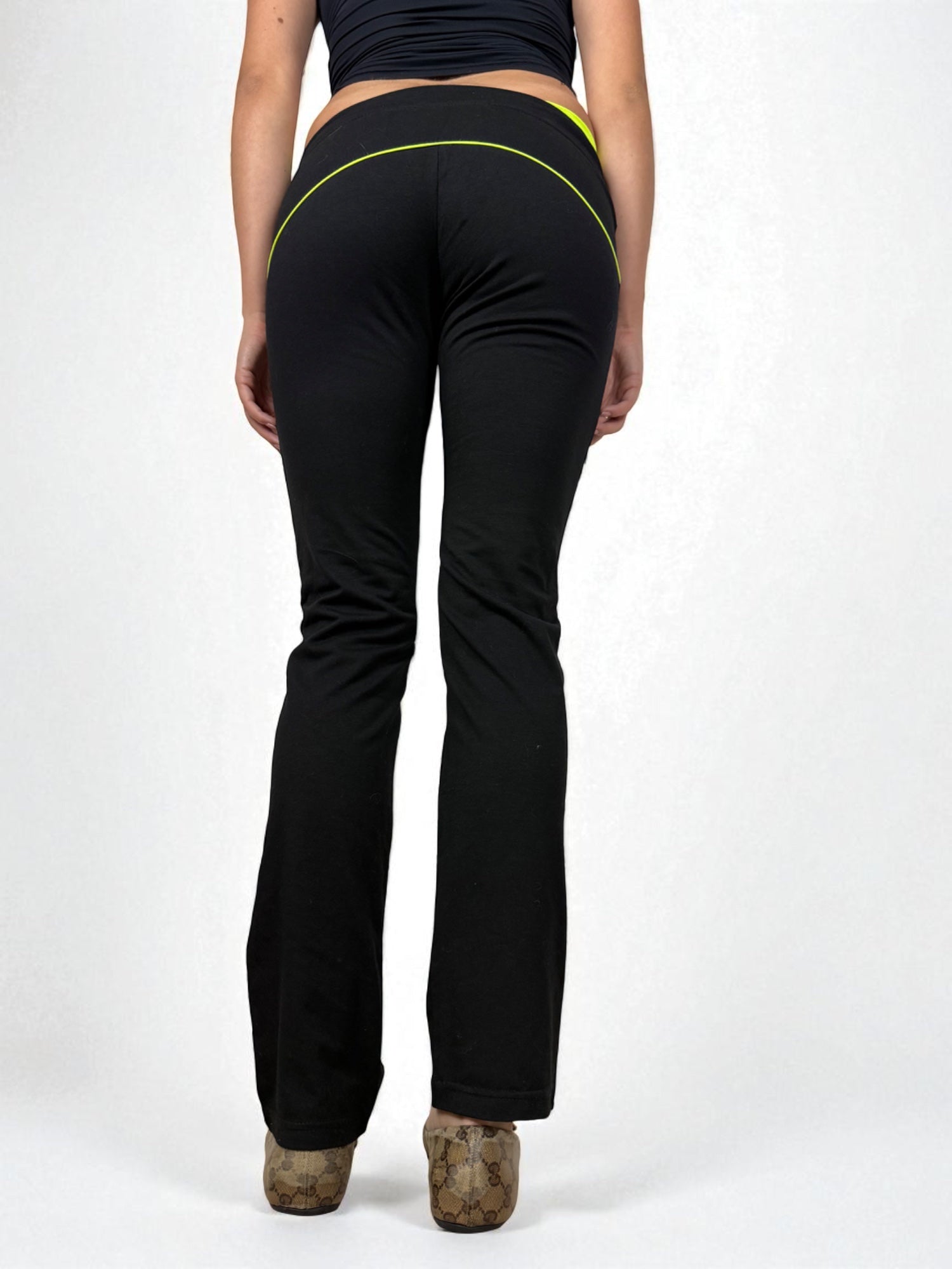 Black & neon green low waist joggers pants (S)