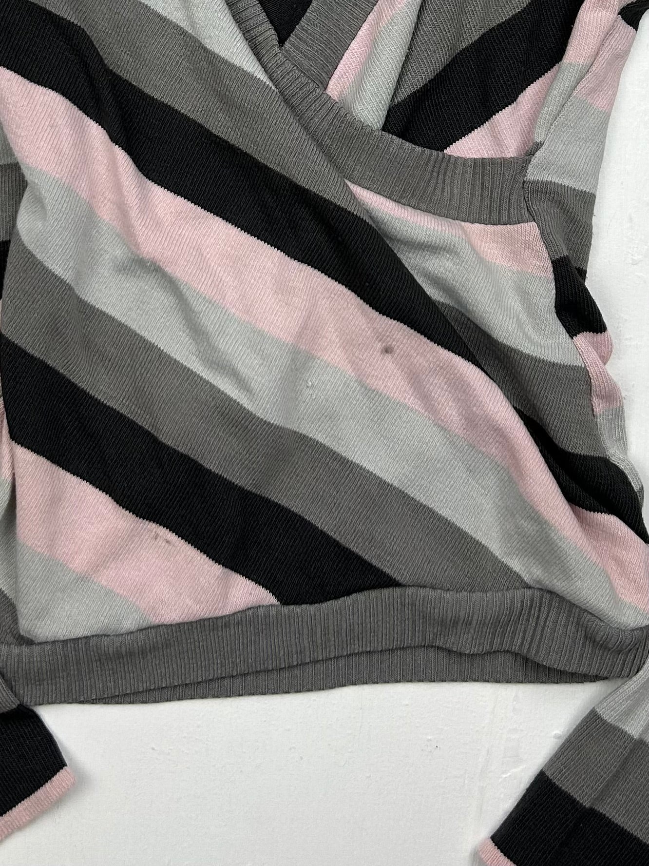Grey striped wrap around jumper (S/M)