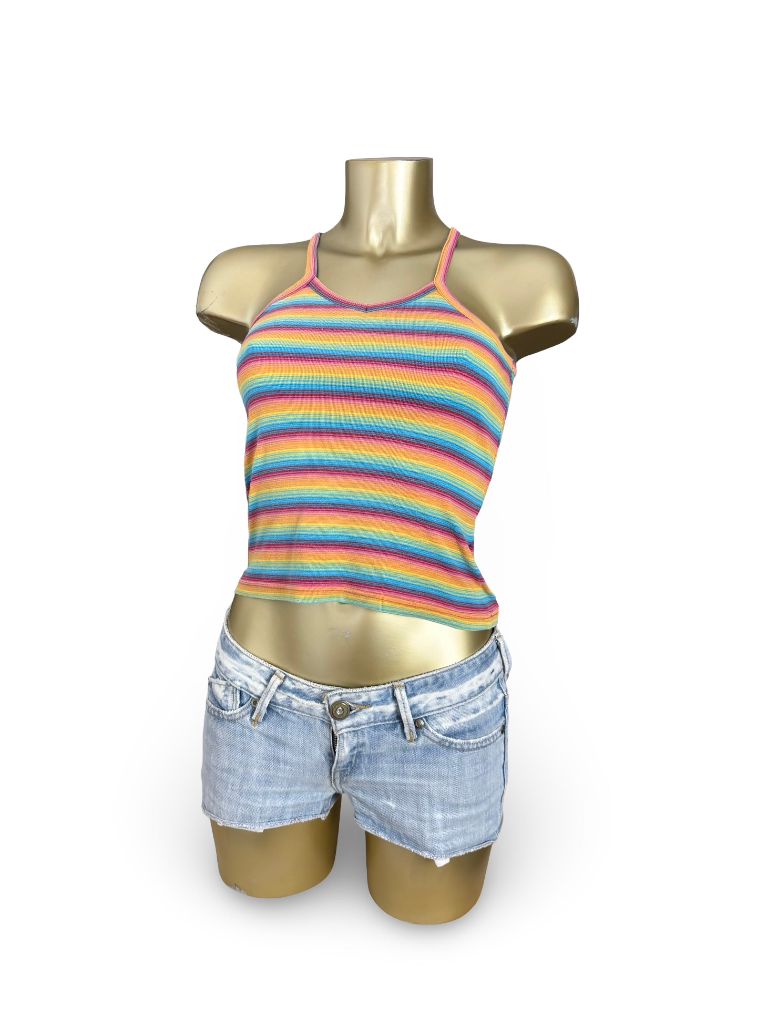 Multicolor striped cotton top (XS)