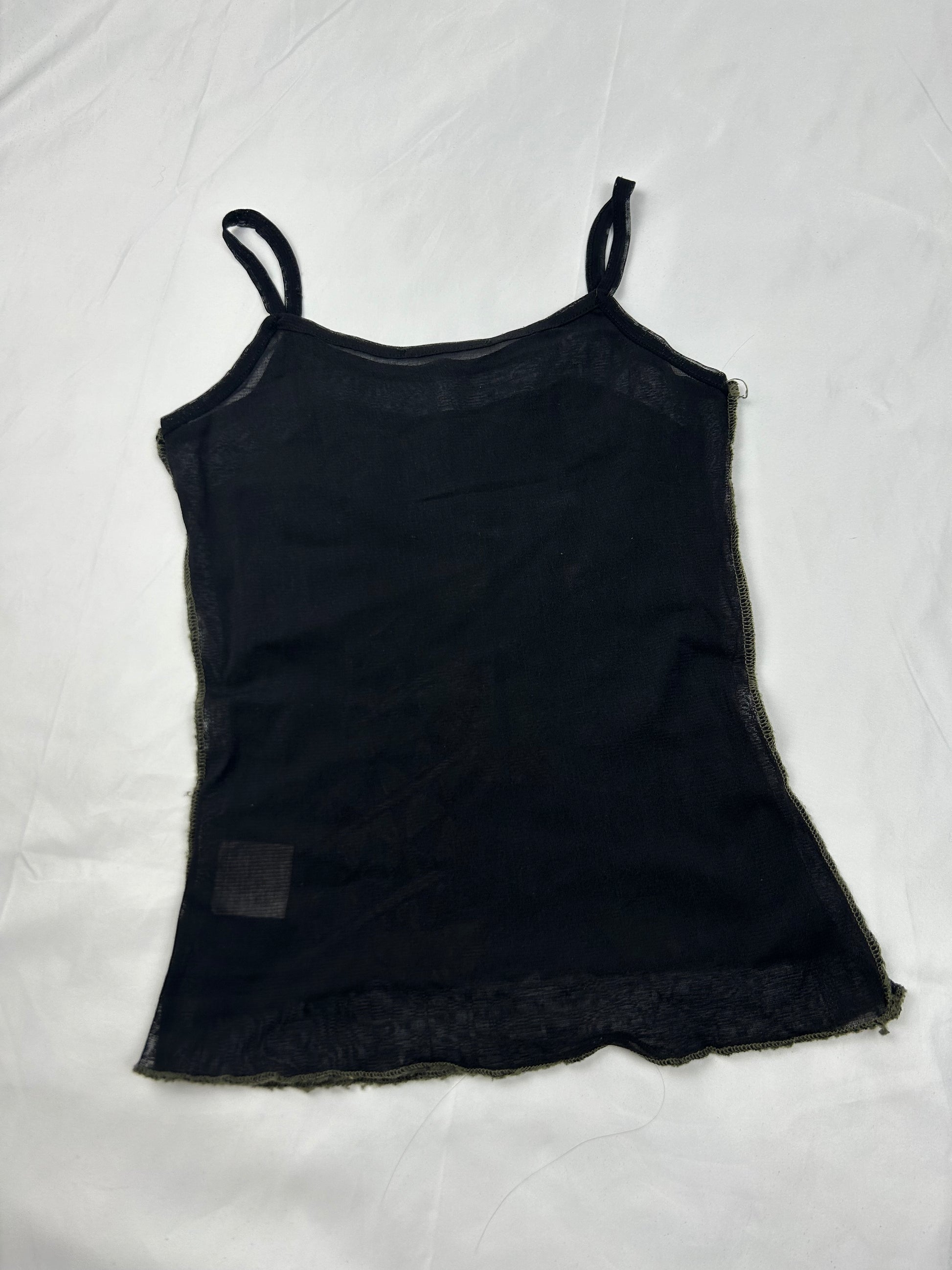 Black graphic mesh cami top (S/M)