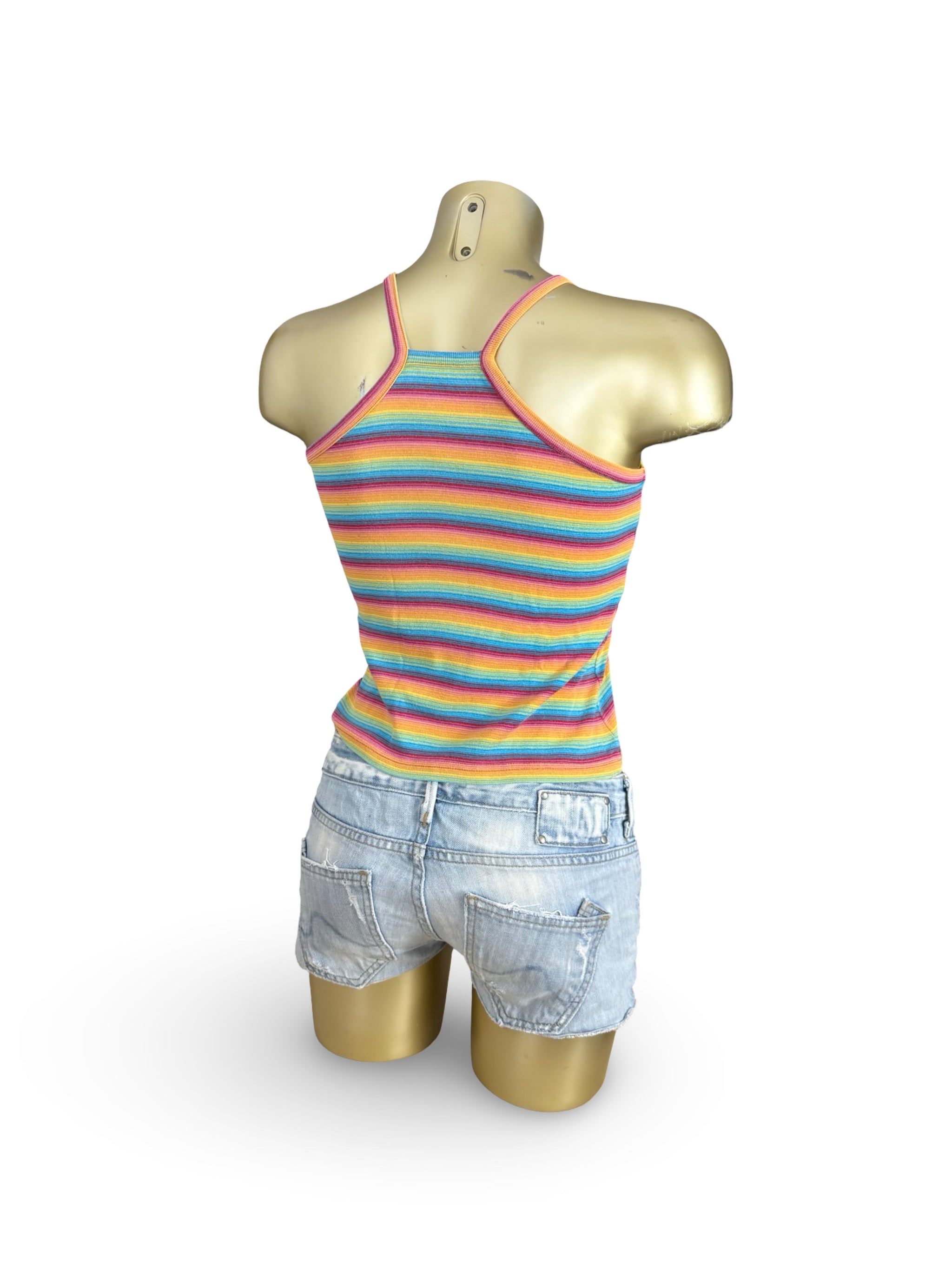 Multicolor striped cotton top (XS)