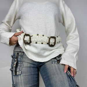 White buckle belt jumper (L)