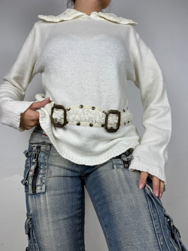 White buckle belt jumper (L)