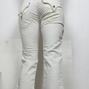 White low rise embroidered denim capri pants (M/L)