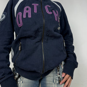 Navy cotton zip up sweatshirt (XL)