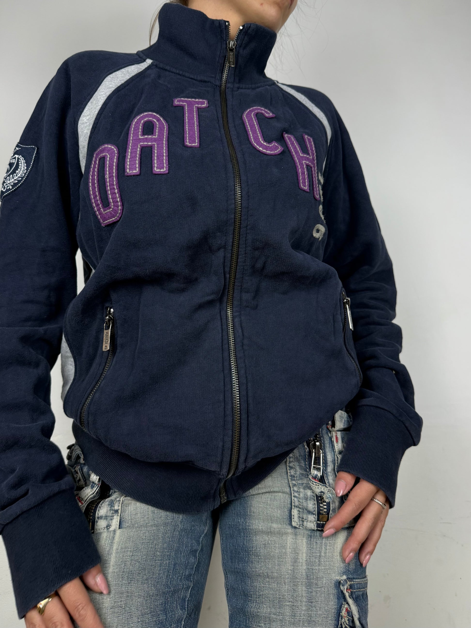 Navy cotton zip up sweatshirt (XL)