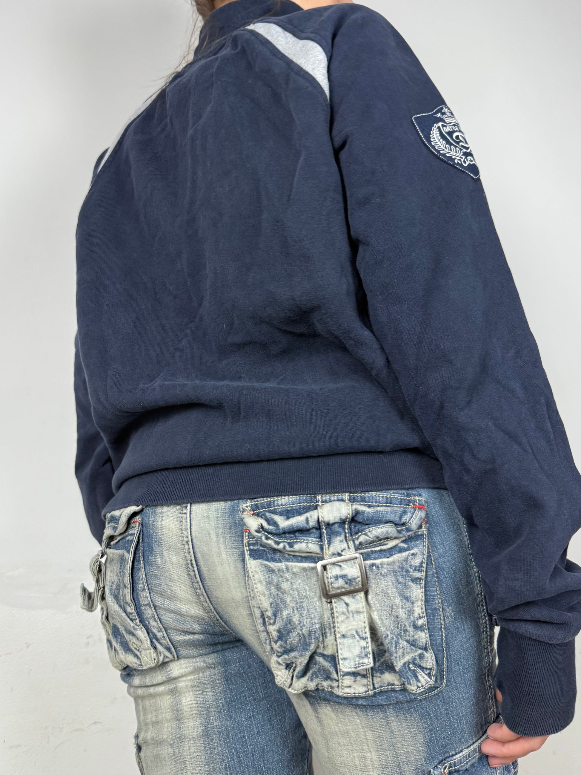 Navy cotton zip up sweatshirt (XL)