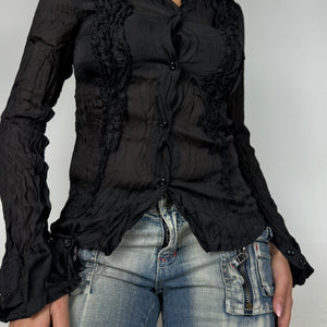 Black office siren tight fit mesh shirt (XS)