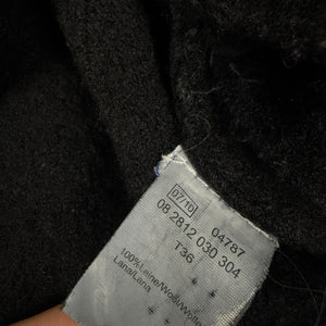 Black 100% wool large neck tight fit trench coat (S)