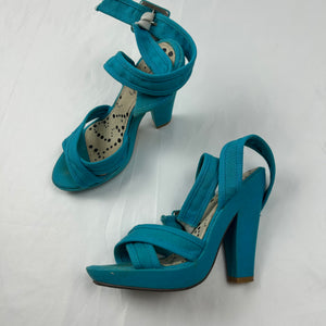 Blue summer sandals heels (36)