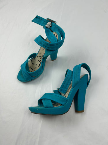 Blue summer sandals heels (36)