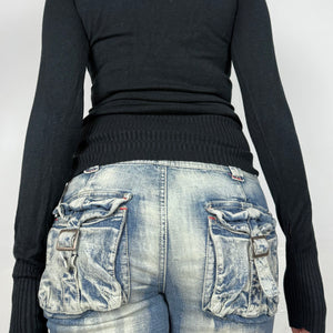 Black sequins logo super stretchy jumper (S)
