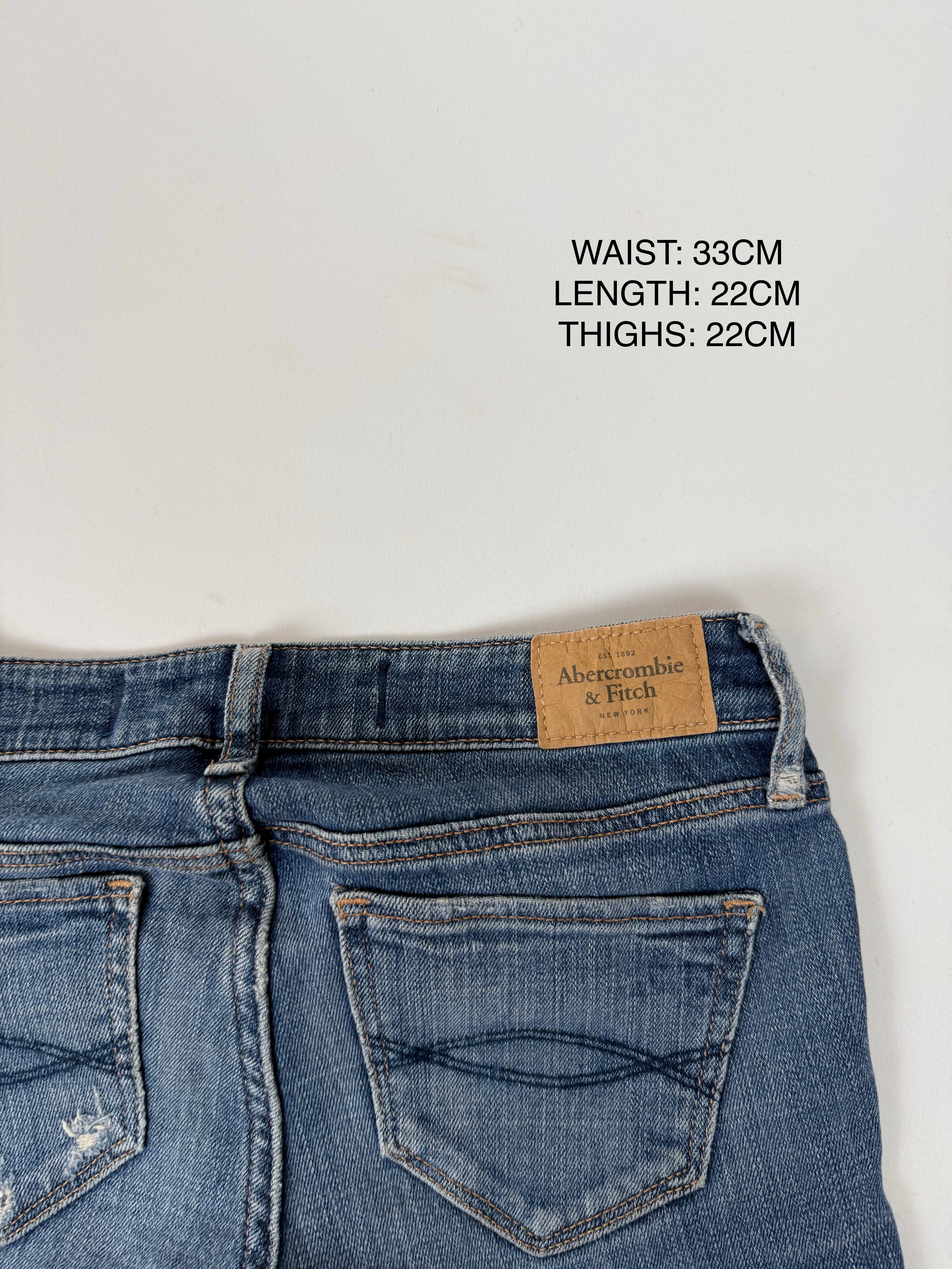 Blue denim low rise mini short (XXS)
