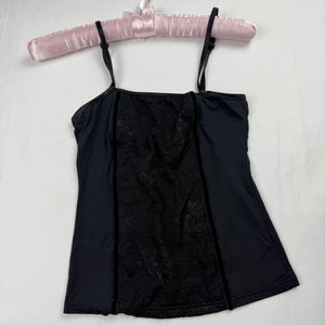 Black lycra & lace tight fit cami top (S)