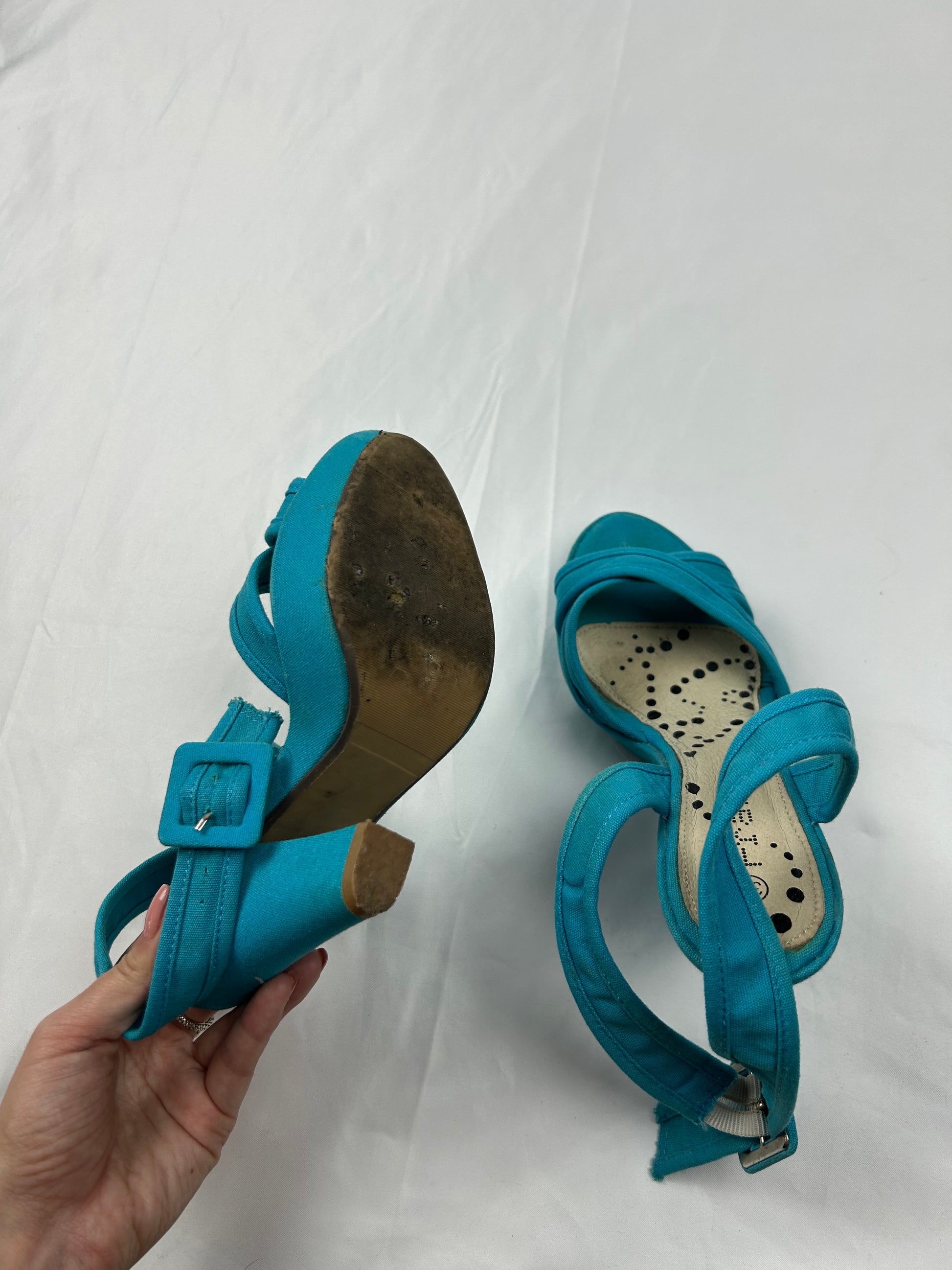 Blue summer sandals heels (36)
