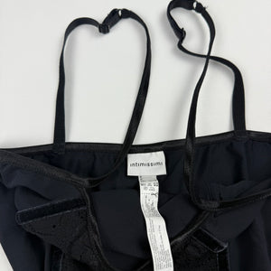 Black lycra & lace tight fit cami top (S)