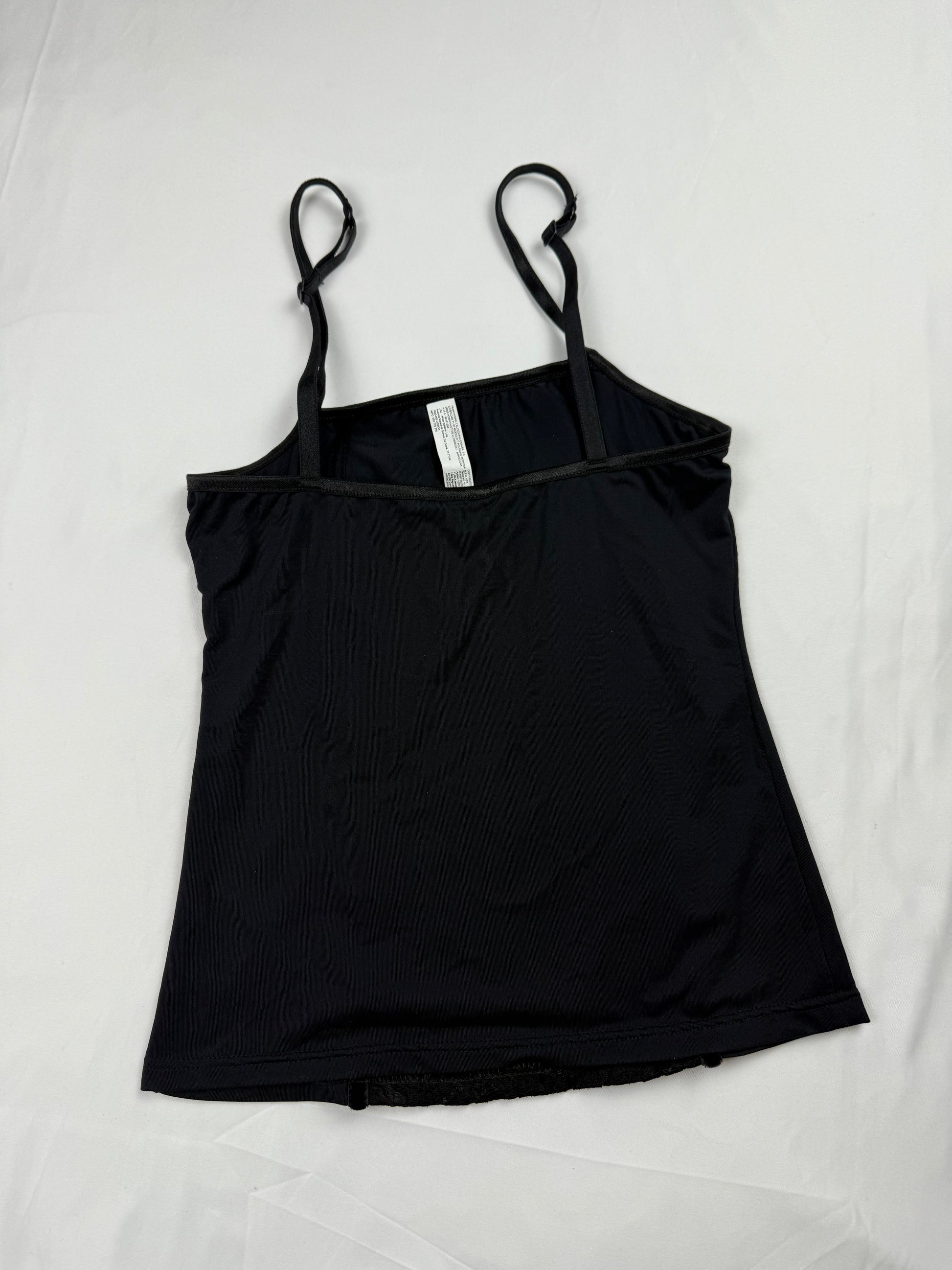 Black lycra & lace tight fit cami top (S)