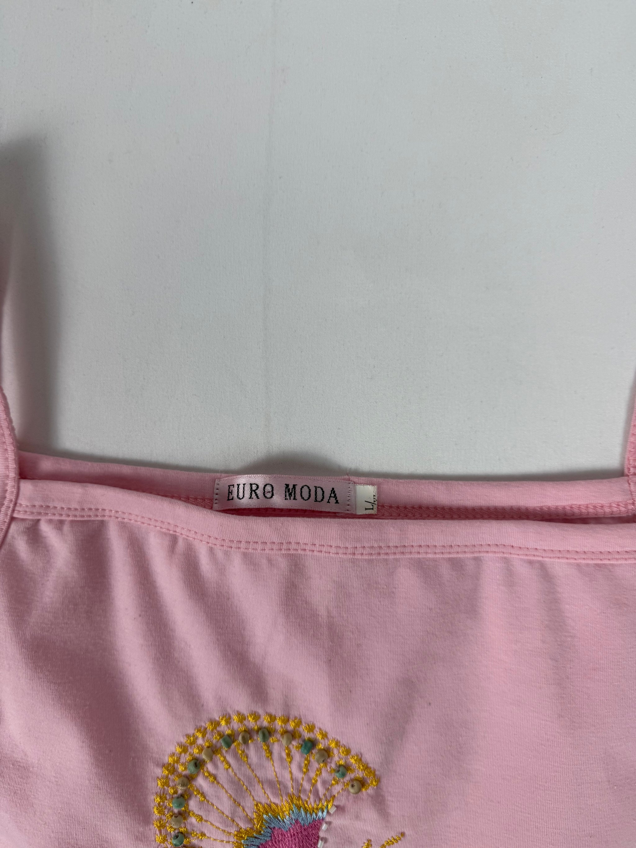 Baby pink embroiderd cami top (M)