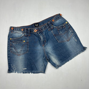 Blue denim low rise mini short (M)