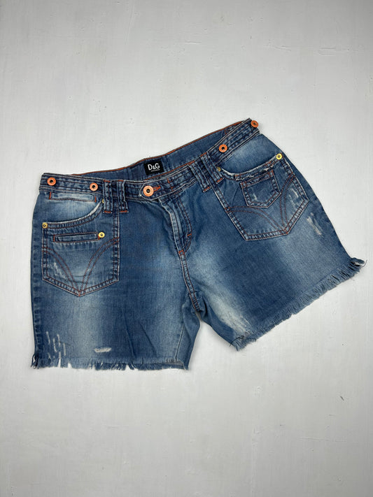 Blue denim low rise mini short (M)