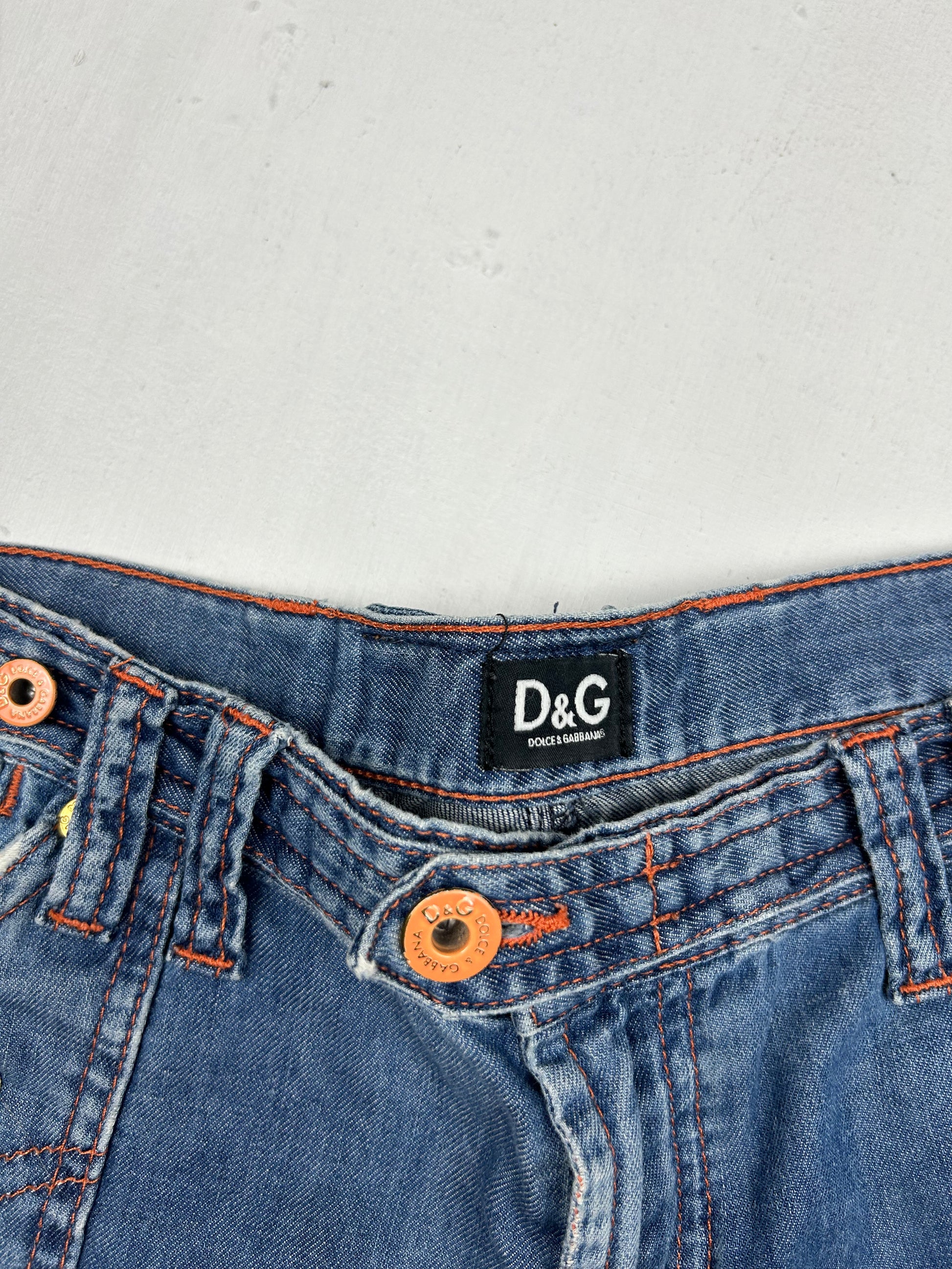 Blue denim low rise mini short (M)