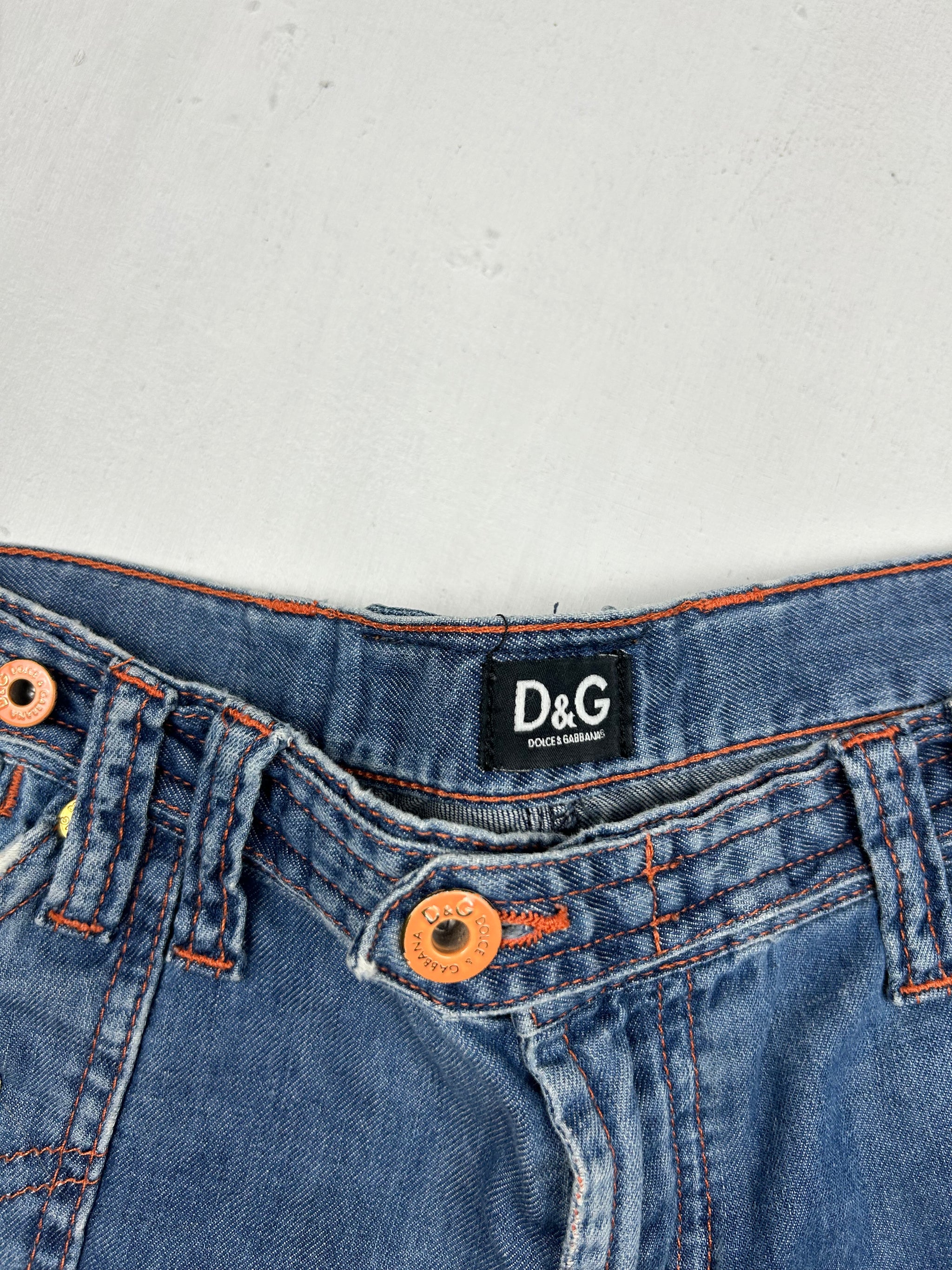 Blue denim low rise mini short (M)