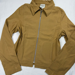Beige cotton zip up blazer office jacket (S)
