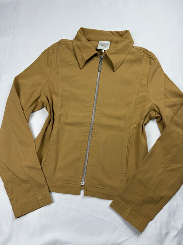 Beige cotton zip up blazer office jacket (S)