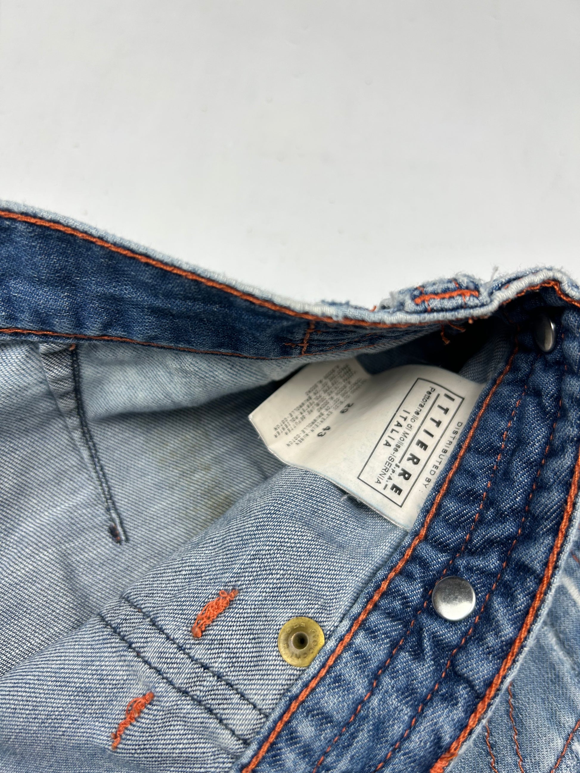 Blue denim low rise mini short (M)