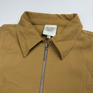 Beige cotton zip up blazer office jacket (S)