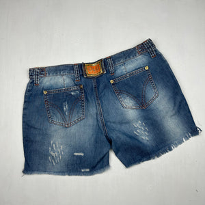 Blue denim low rise mini short (M)