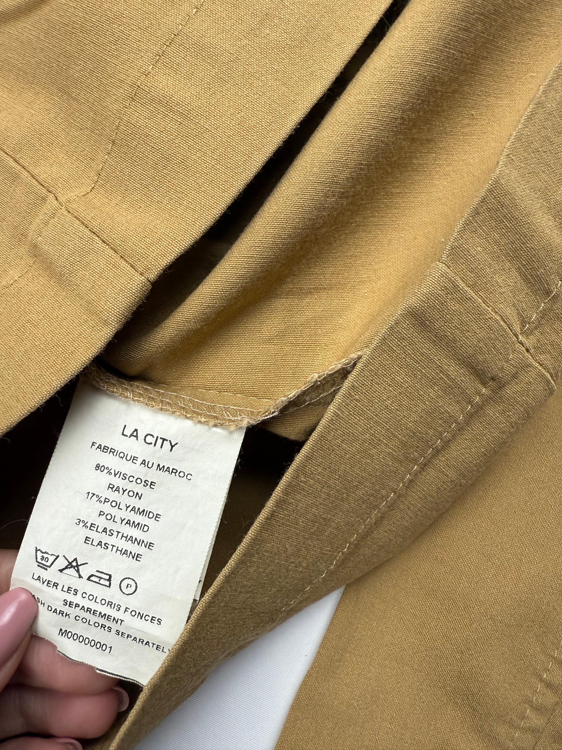 Beige cotton zip up blazer office jacket (S)