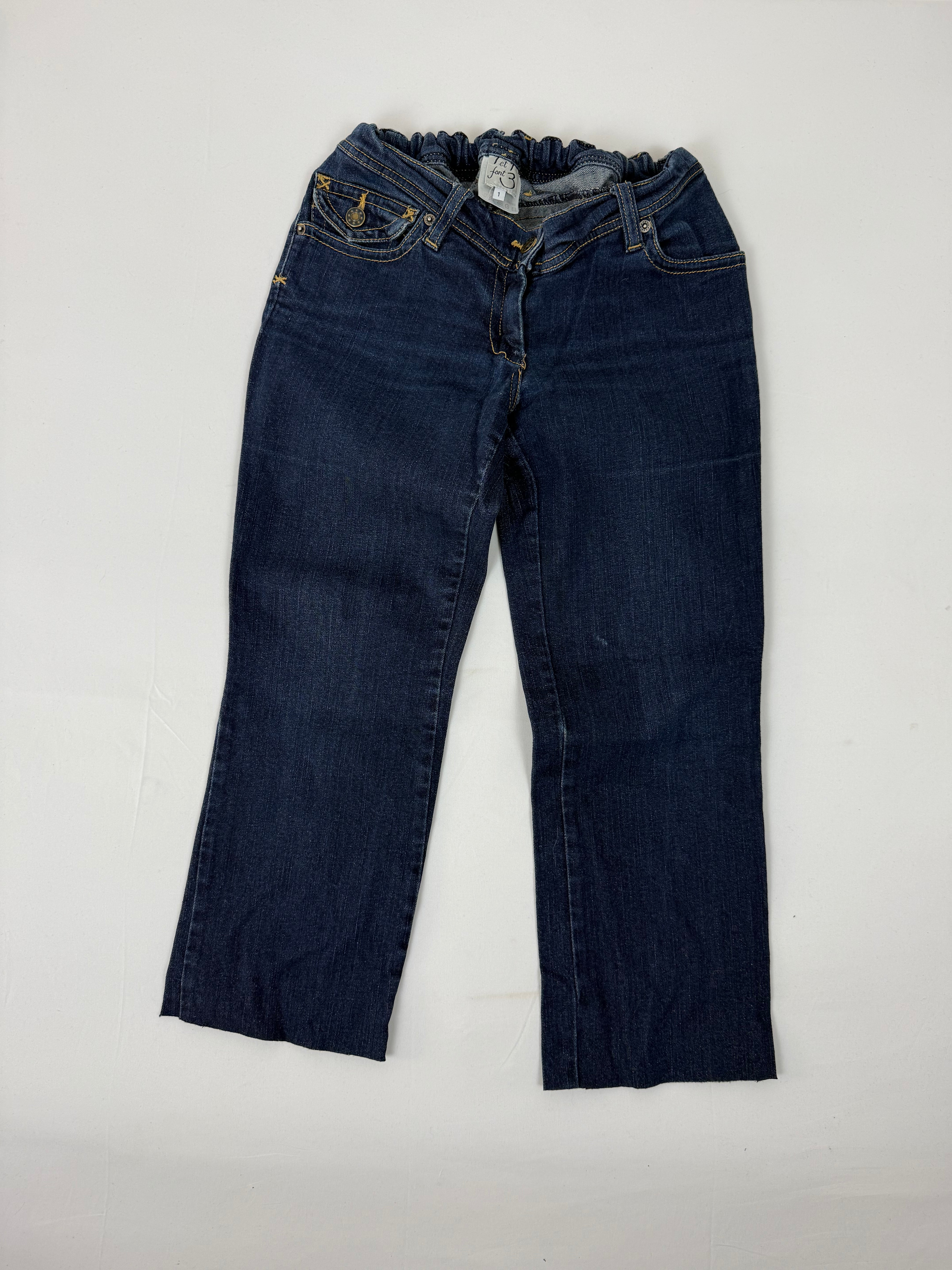 Pantalon droit taille basse en jean noir (XS)