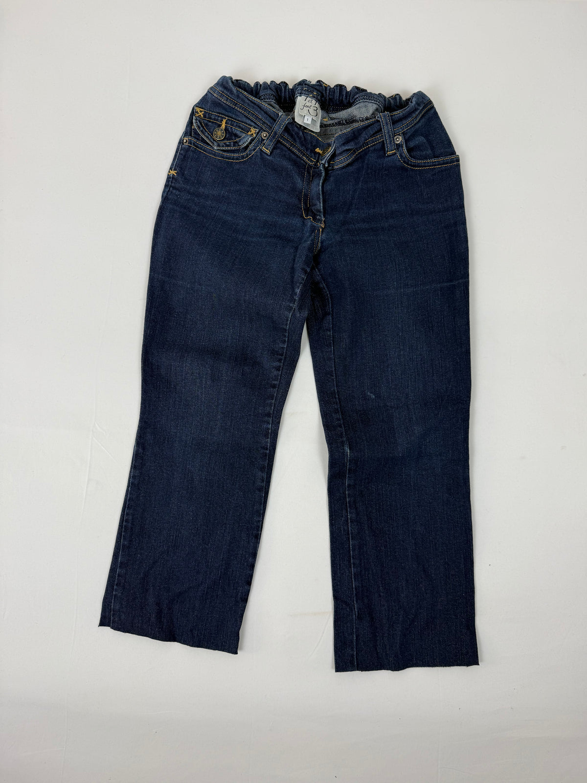 Pantalon droit taille basse en jean noir (XS)