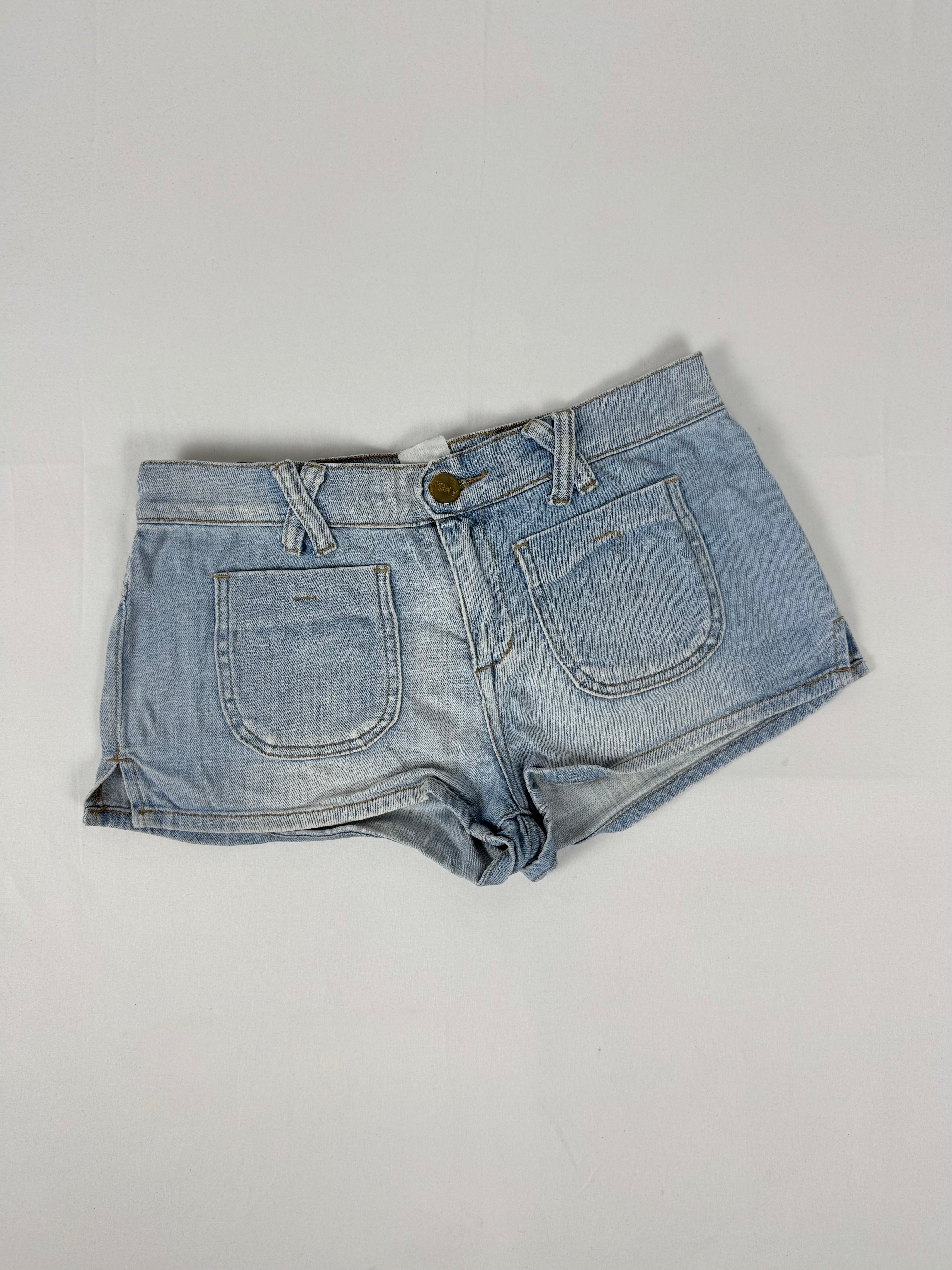 Blue denim low rise mini short (S)