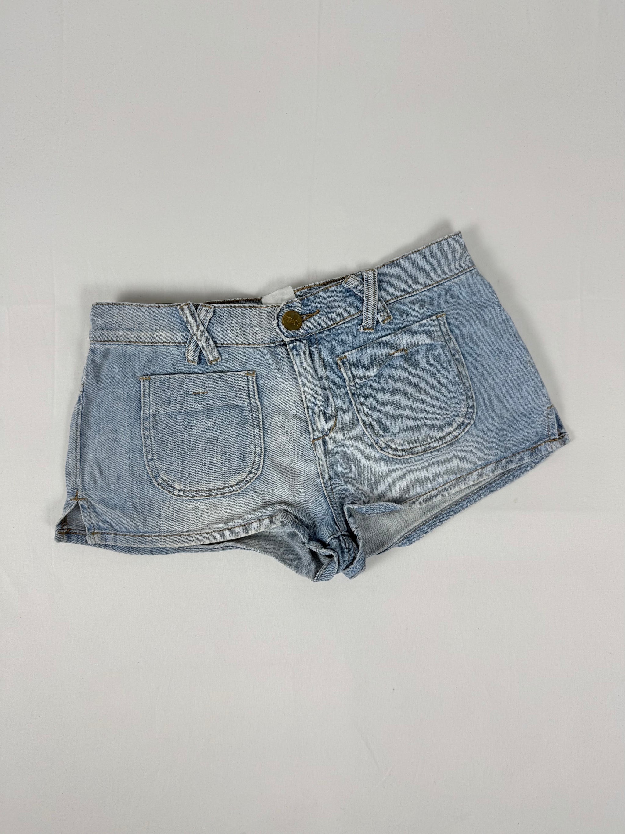 Blue denim low rise mini short (S)
