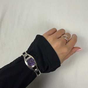 Vintage silver & purple bracelet watch jewelry