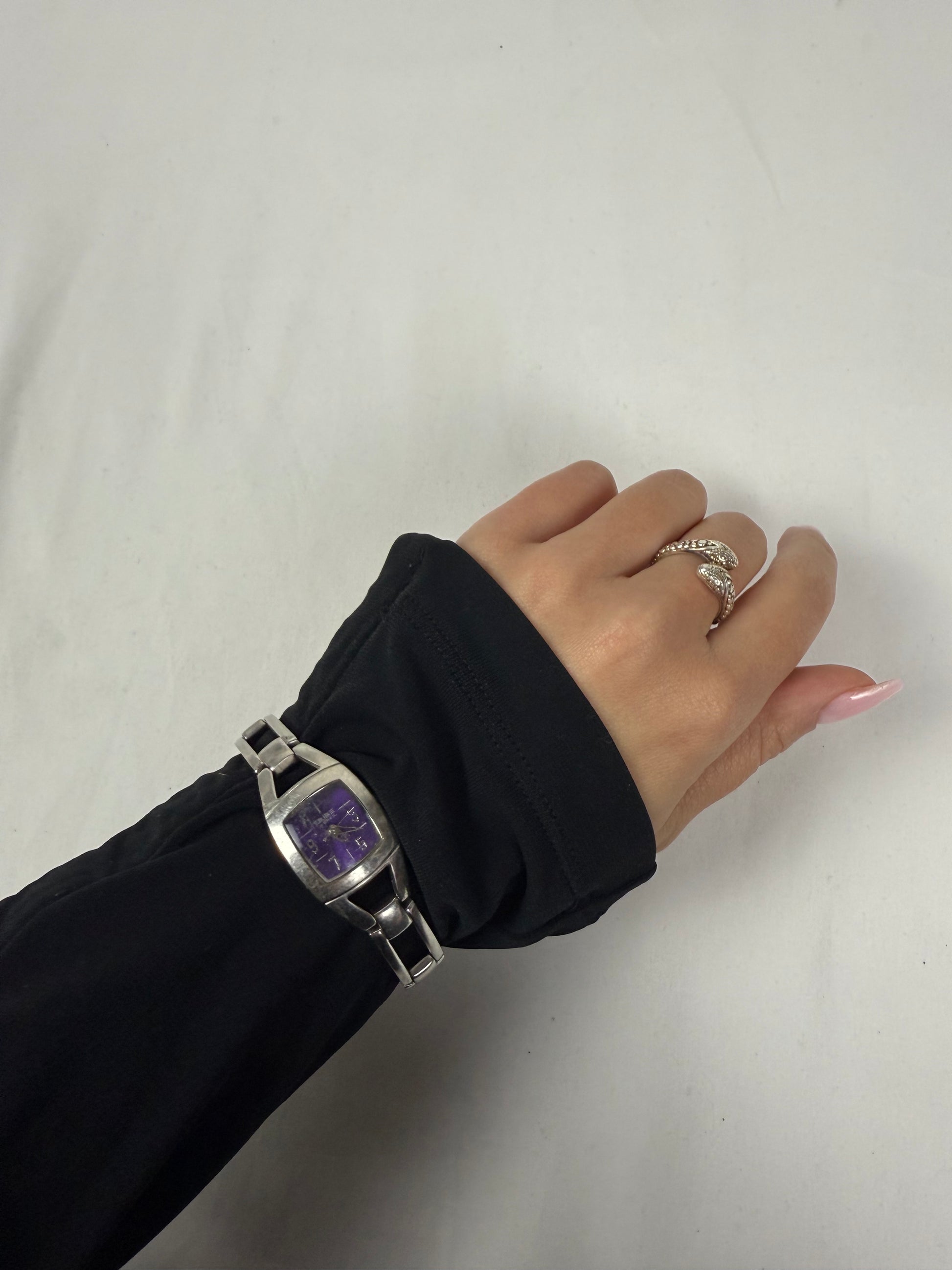 Vintage silver & purple bracelet watch jewelry