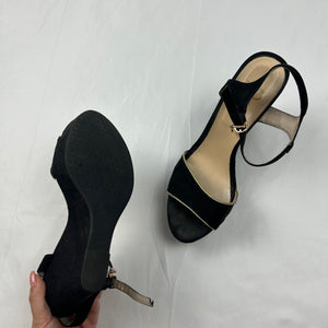 Black suede wedge heels sandals (39)