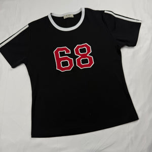 Black cotton tight fit tee (M)