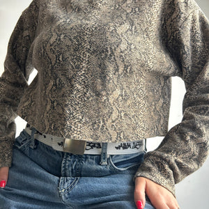 Brown panther print 90s y2k vintage sweatshirt (S)
