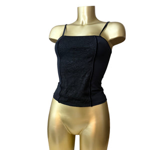 Black lycra & lace tight fit cami top (S)