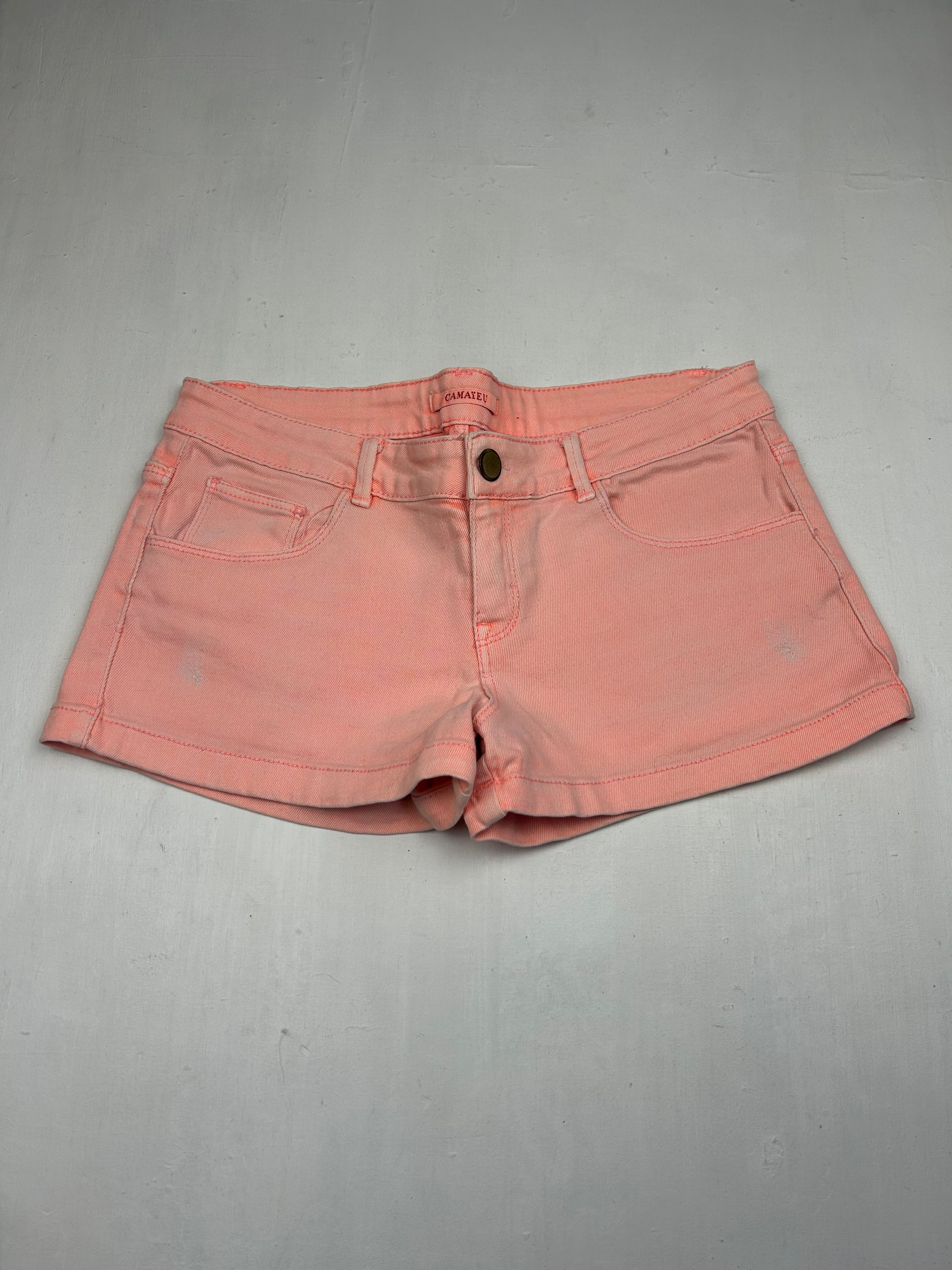 Orange denim low rise mini short (S)