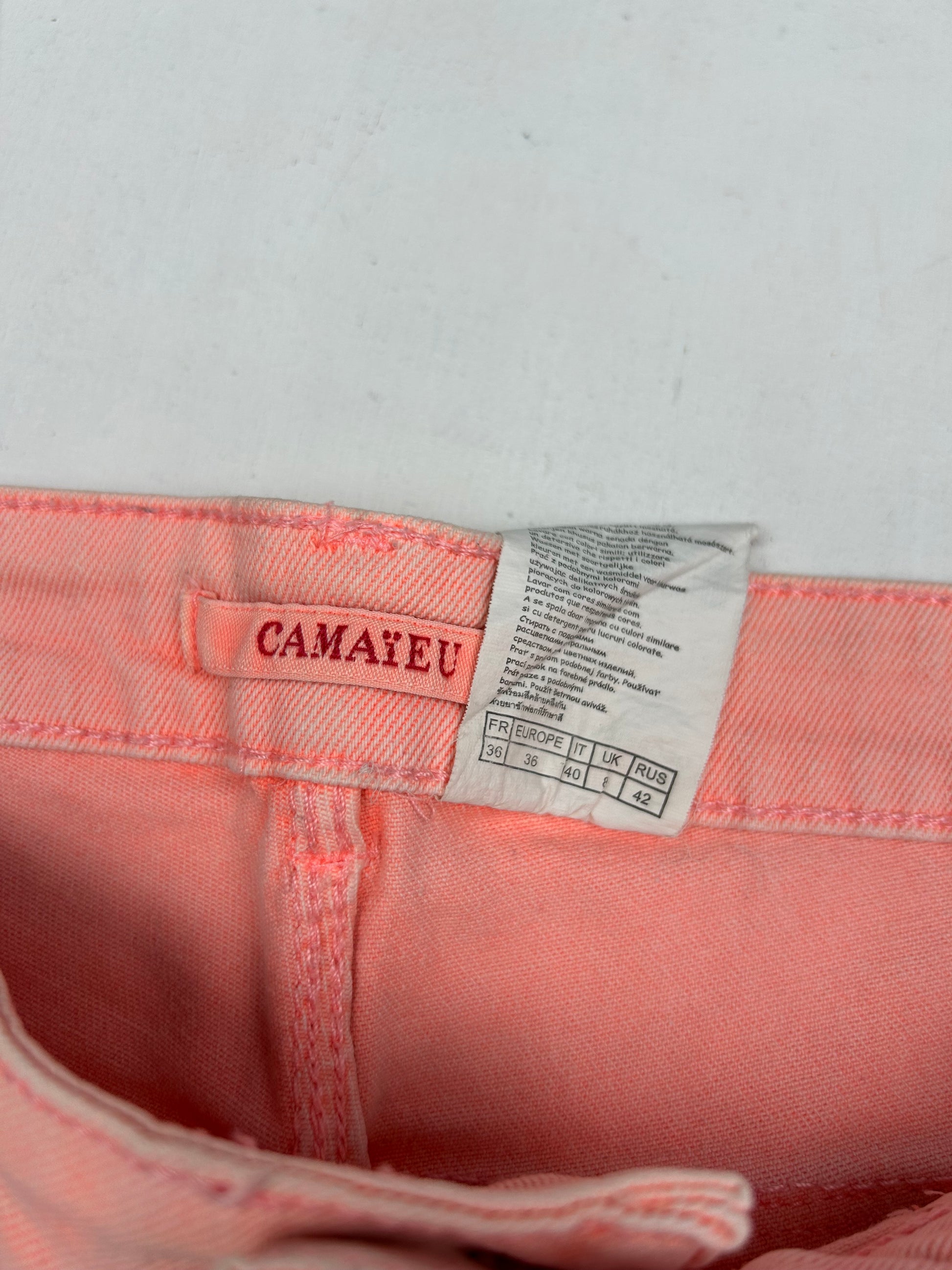 Orange denim low rise mini short (S)