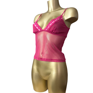 Pink mesh bow cami top (M)