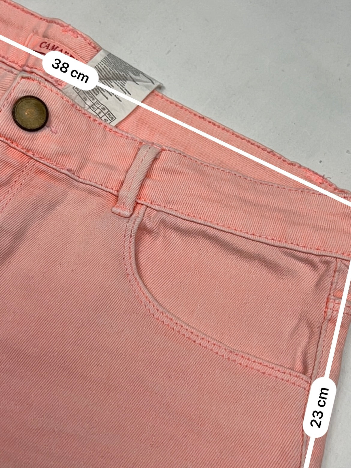Orange denim low rise mini short (S)