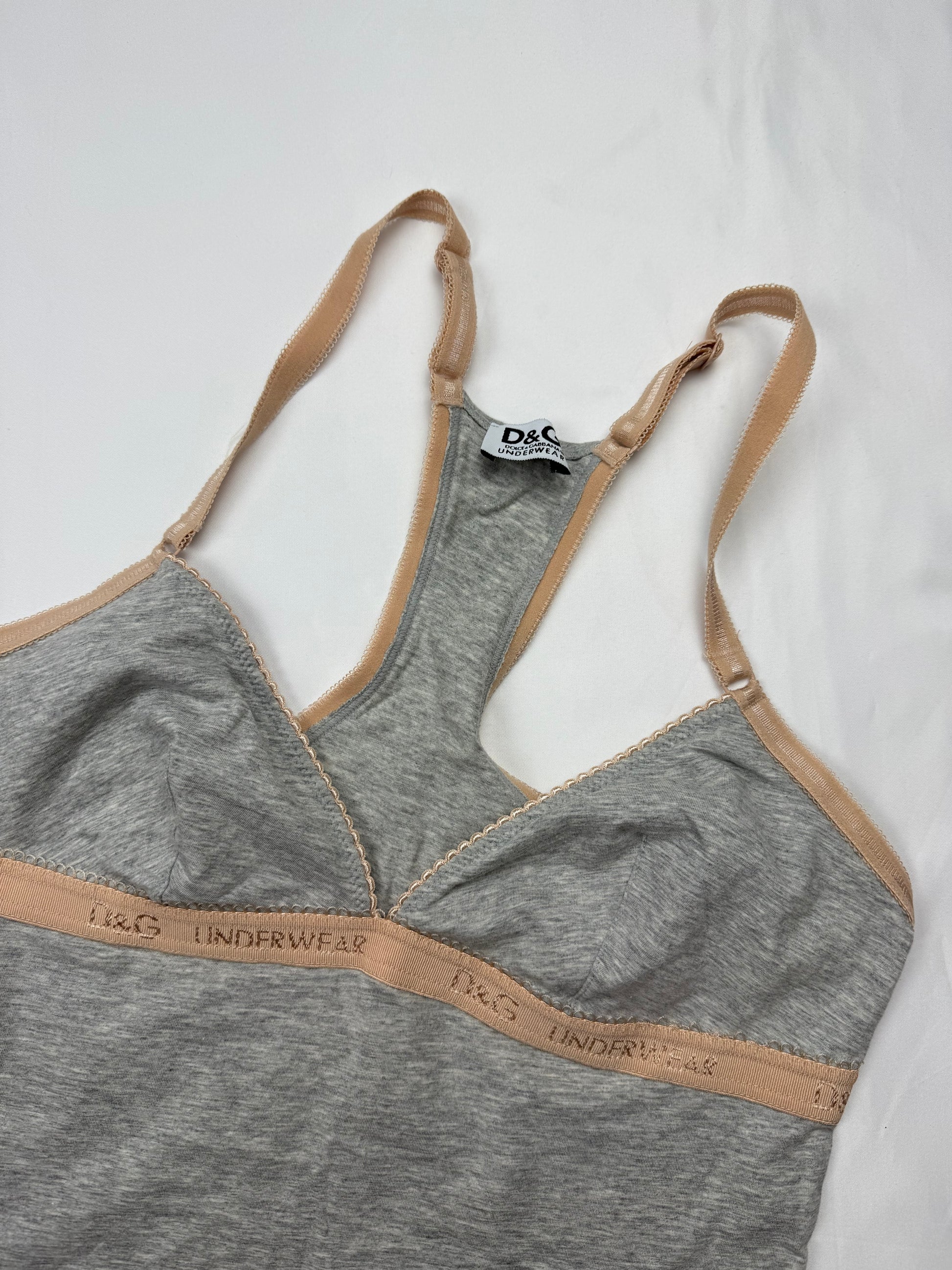 Grey cotton tank top + low rise shorty set (S)
