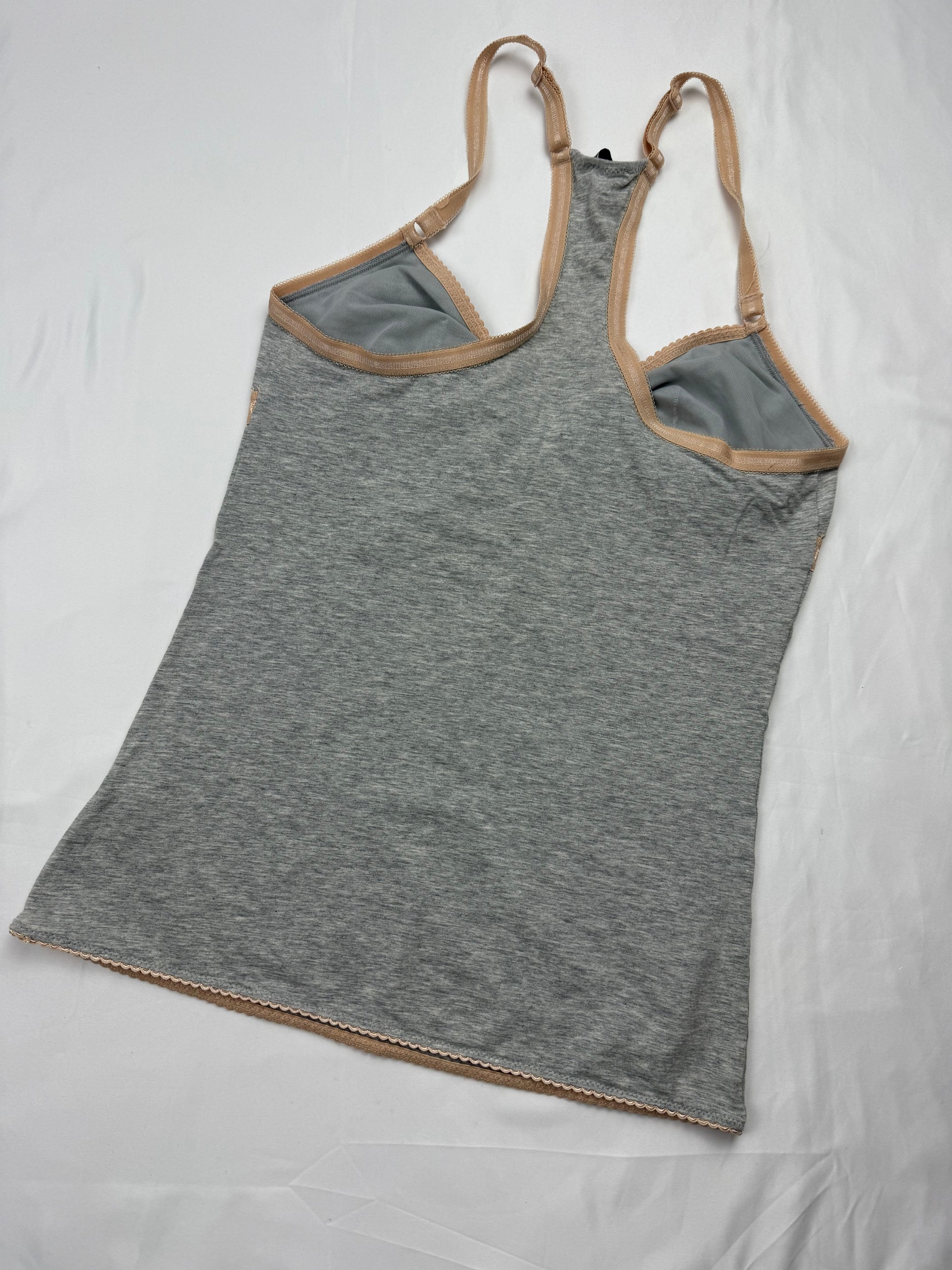 Grey cotton tank top + low rise shorty set (S)