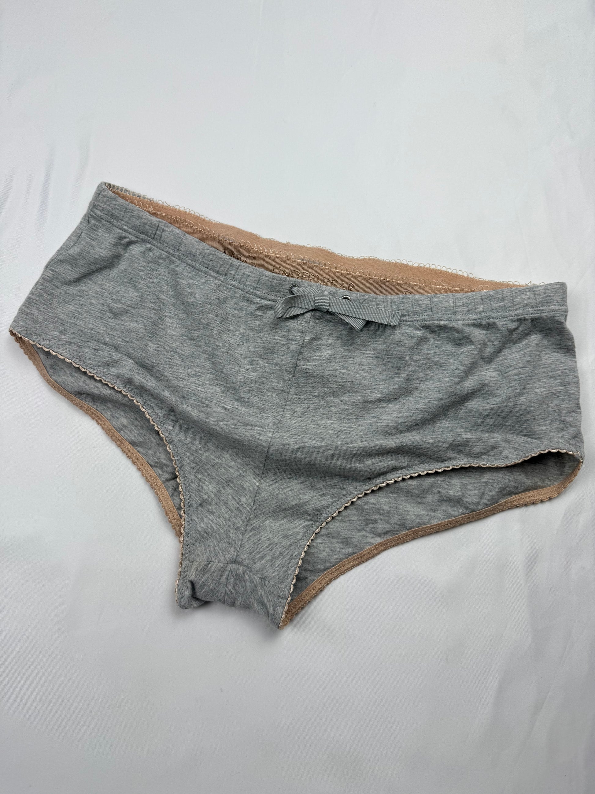 Grey cotton tank top + low rise shorty set (S)
