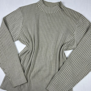 Beige zip up ribbed jumper (XXL)